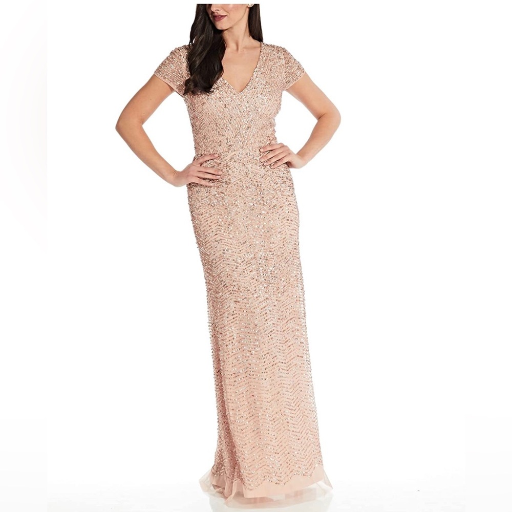 Adrianna Papell Blush Beaded Gown (AP1E207560)